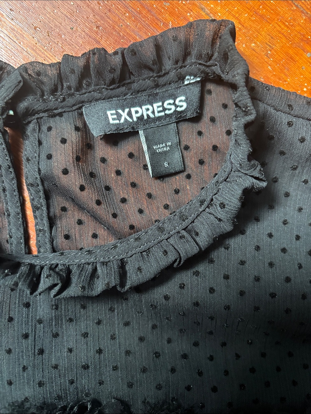 Express Black Puff Sleeve Smocked Peplum Top - Picture 4 of 6